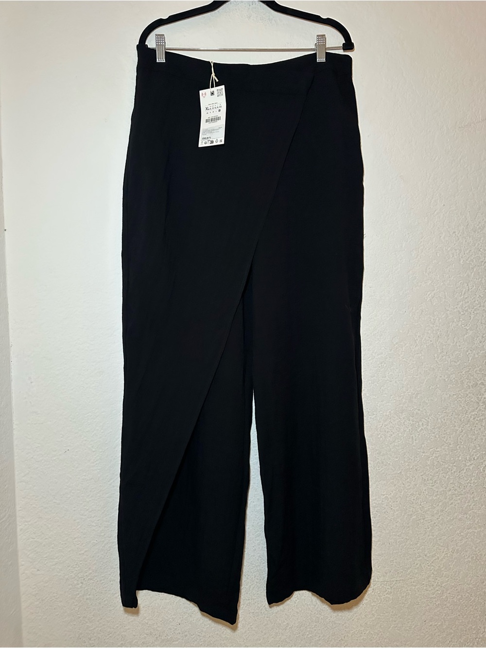 Zara Women’s Black Wrap Front Wide Leg Pants